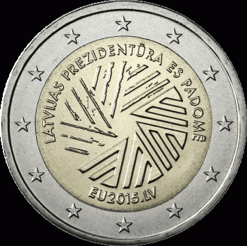 Letland 2 euro 2015 EU voorzitter UNC